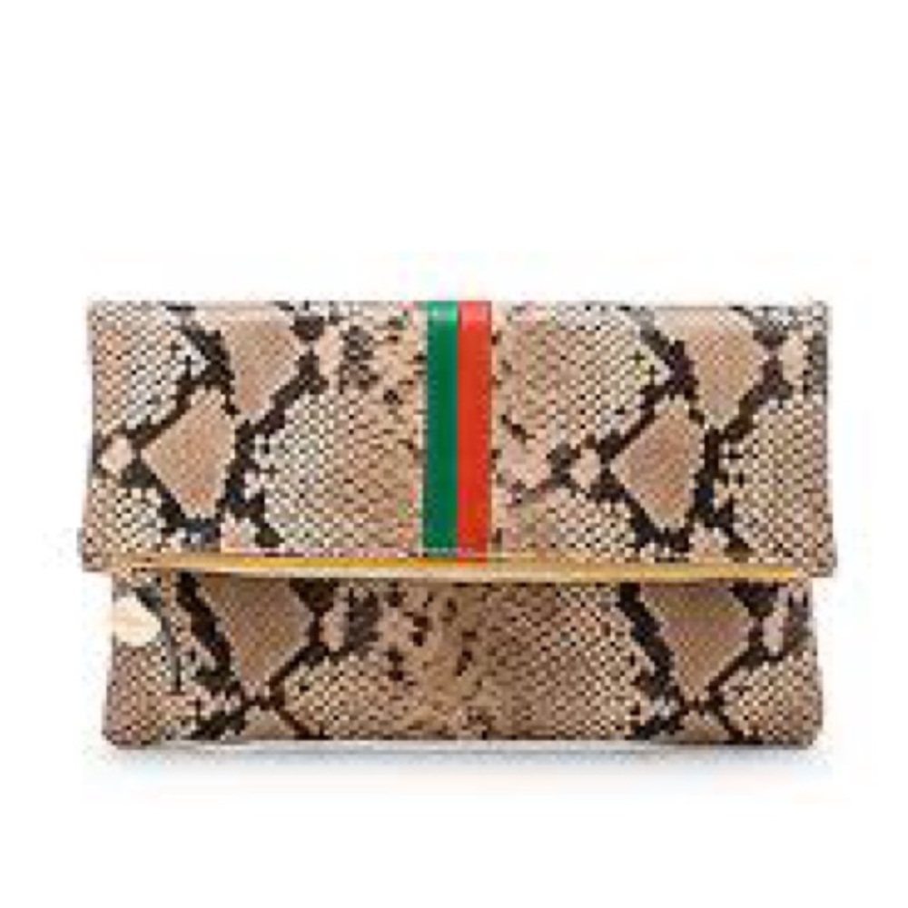 Clare V Cortado Envelope Snakeskin purse